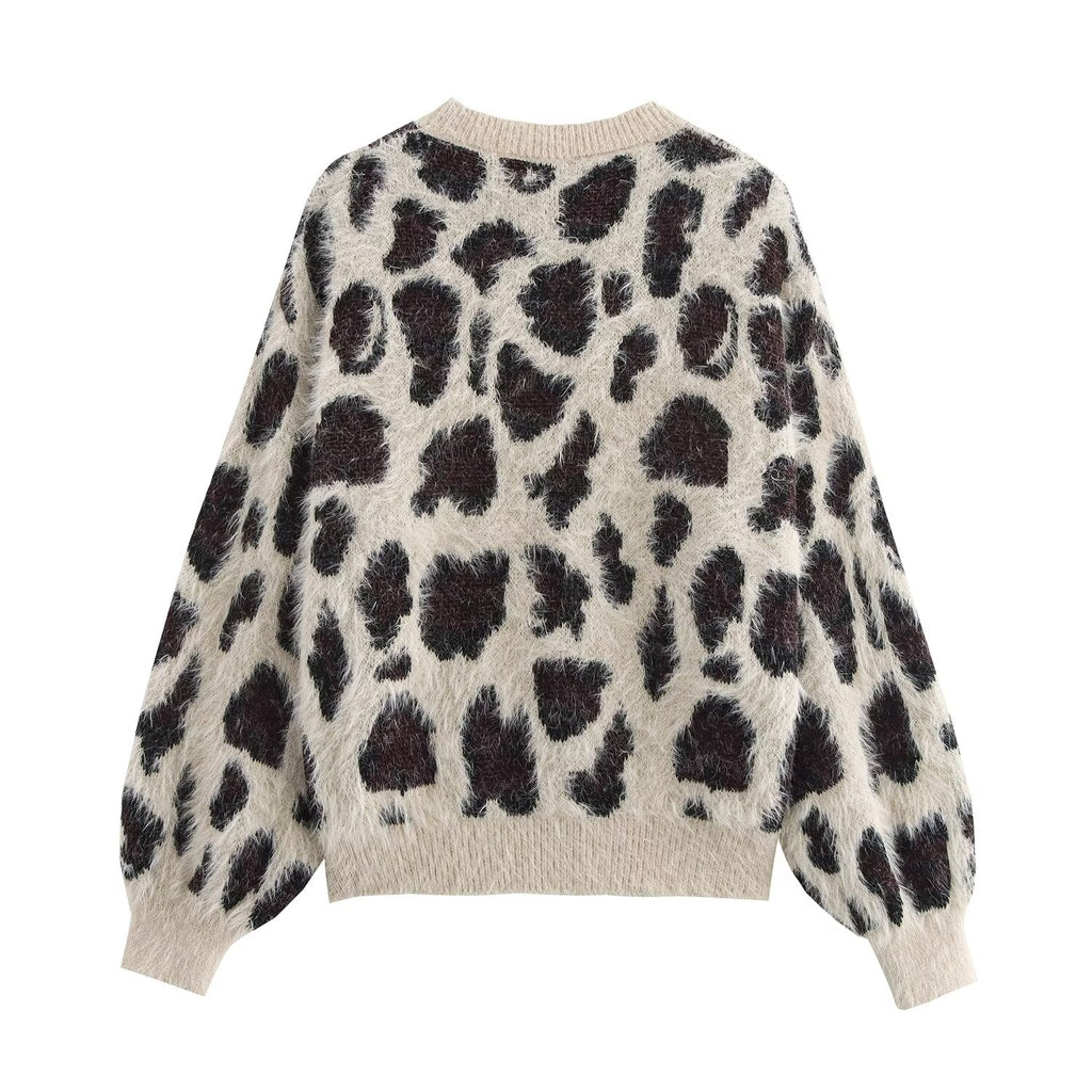 Leopard Jacquard Knitted Sweater