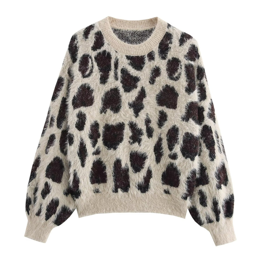 Leopard Jacquard Knitted Sweater