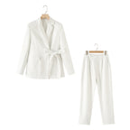 Striped Business Tailored Work Pant Suit