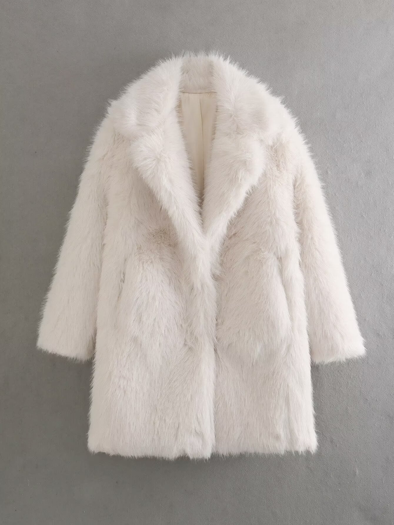 Warm Collared Faux Fur Overcoat