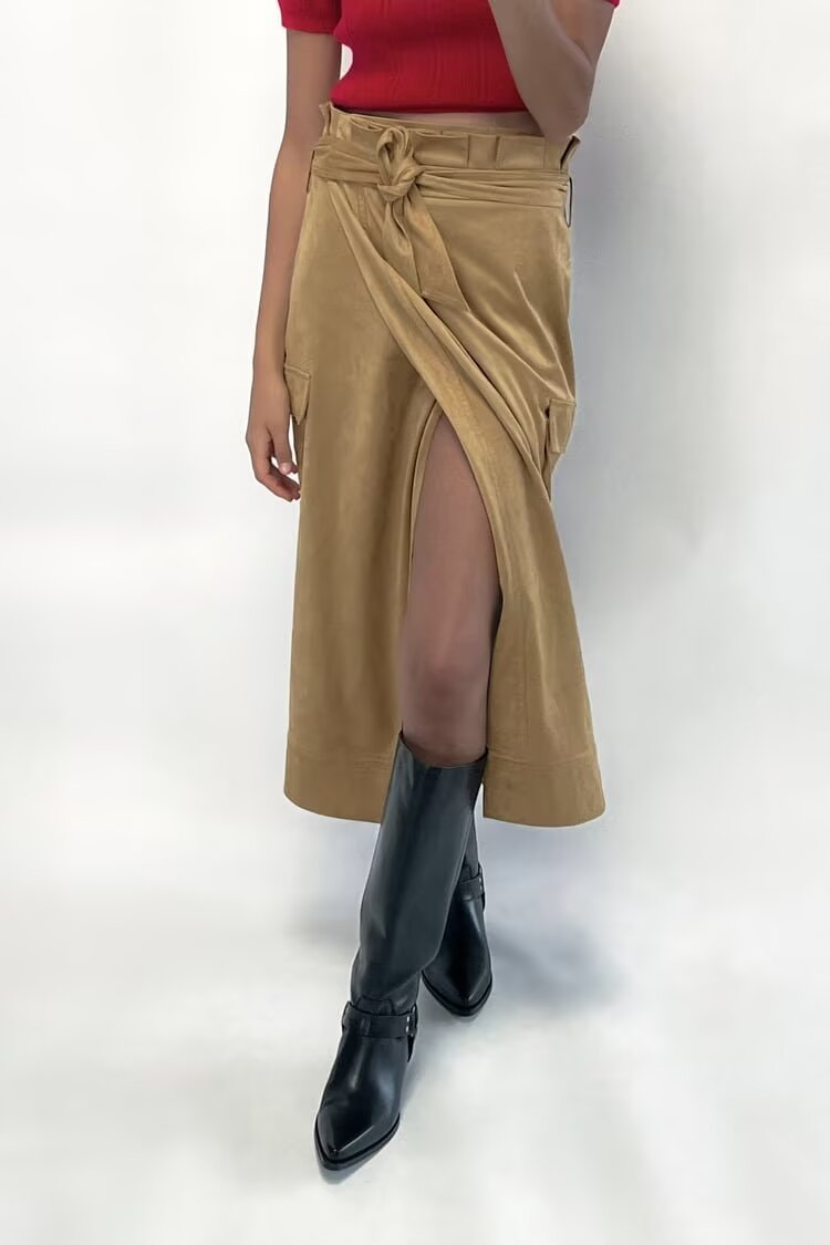 Suede Midi Skirt