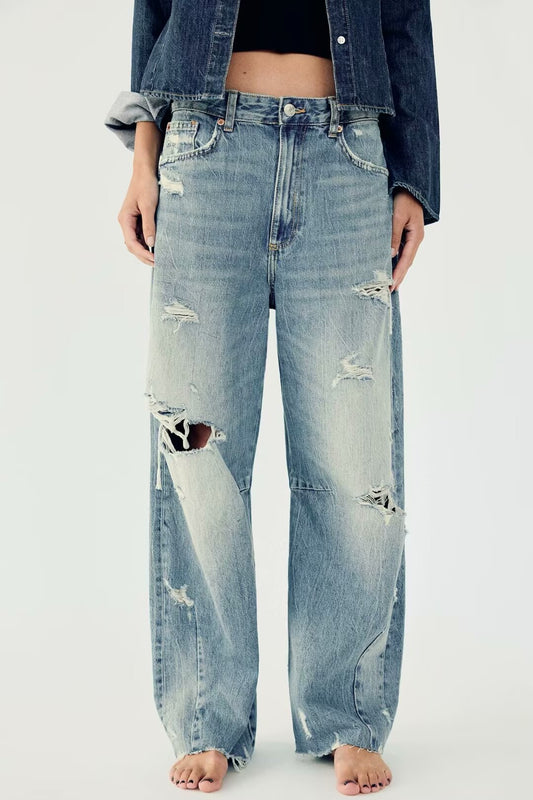 Ripped Straight Loose Jeans