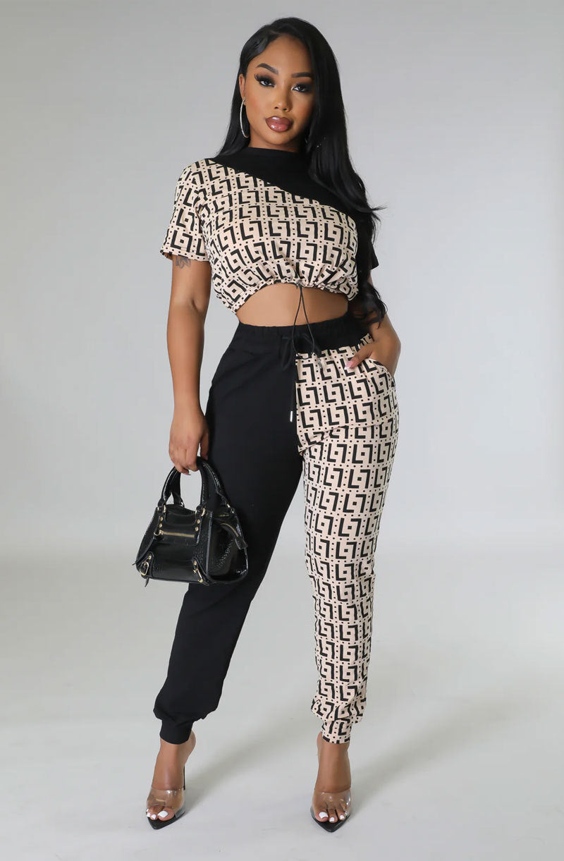 Casual Retro Two Piece Set