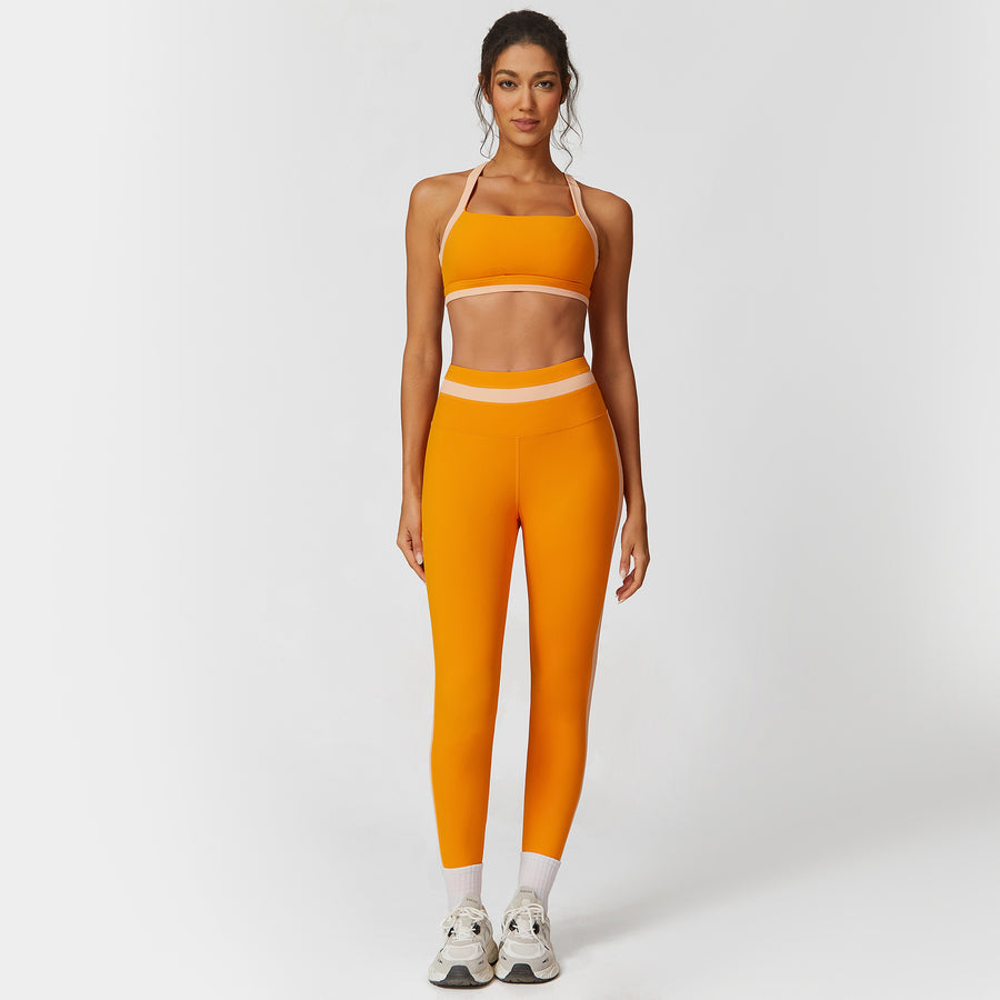 Color Block Nylon Active Set | Sports Bra & High-Rise Pants