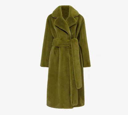 Thickened Long Plush Trench Coat