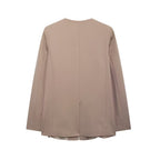 Collarless Blazer & Satin Skirt Set