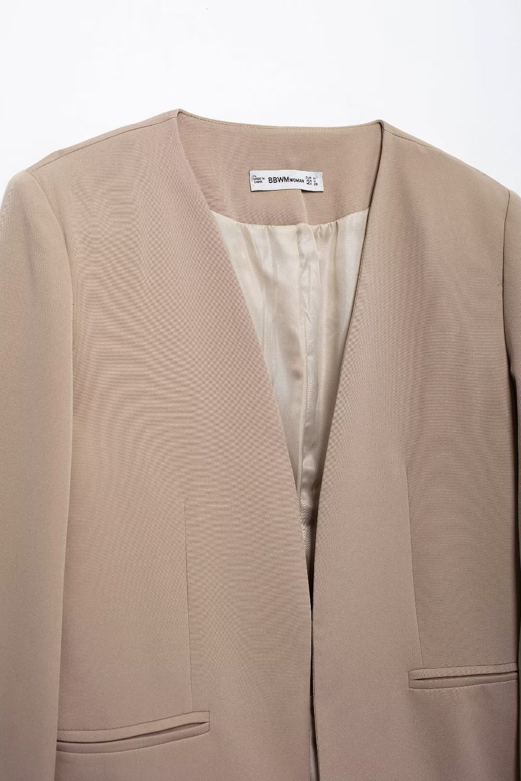 Collarless Blazer & Satin Skirt Set