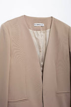 Collarless Blazer & Satin Skirt Set