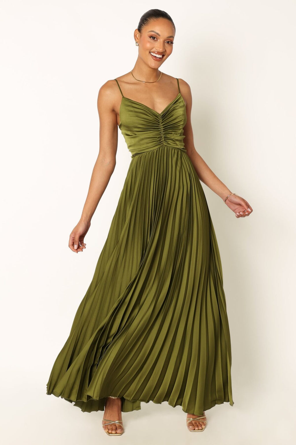 Elegant Graceful Sling Backless Long Pleated Dress