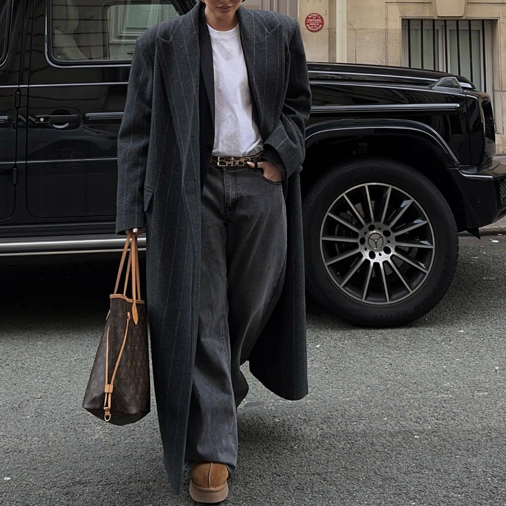 Curve Loose Casual Long Striped Knitted Trench Coat