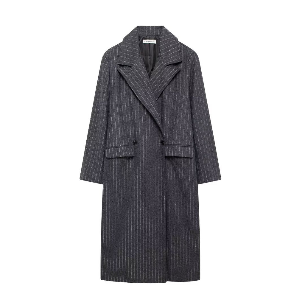 Curve Loose Casual Long Striped Knitted Trench Coat