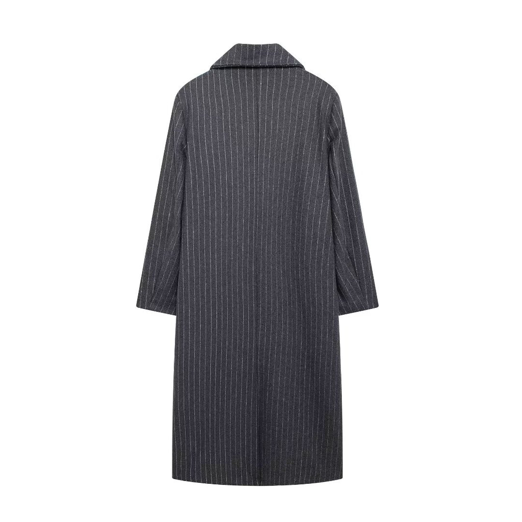 Curve Loose Casual Long Striped Knitted Trench Coat