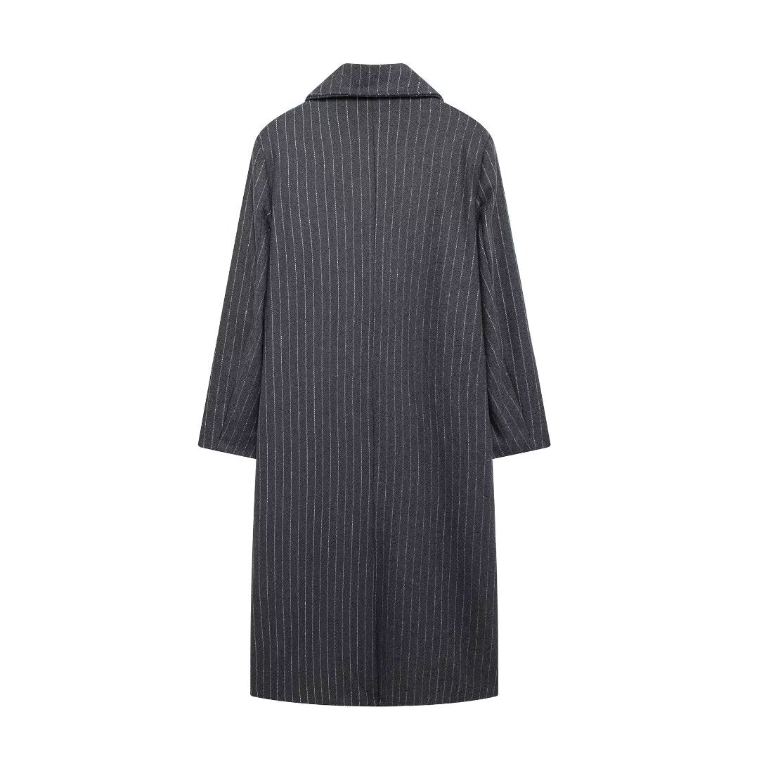 Curve Loose Casual Long Striped Knitted Trench Coat