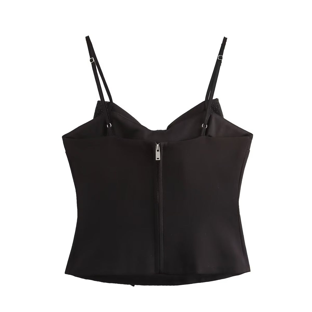 Stylish Simple Rhinestone Bowknot Top