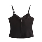 Stylish Simple Rhinestone Bowknot Top