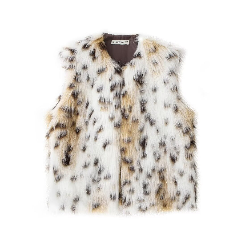 Faux Fur Animal Print Vest