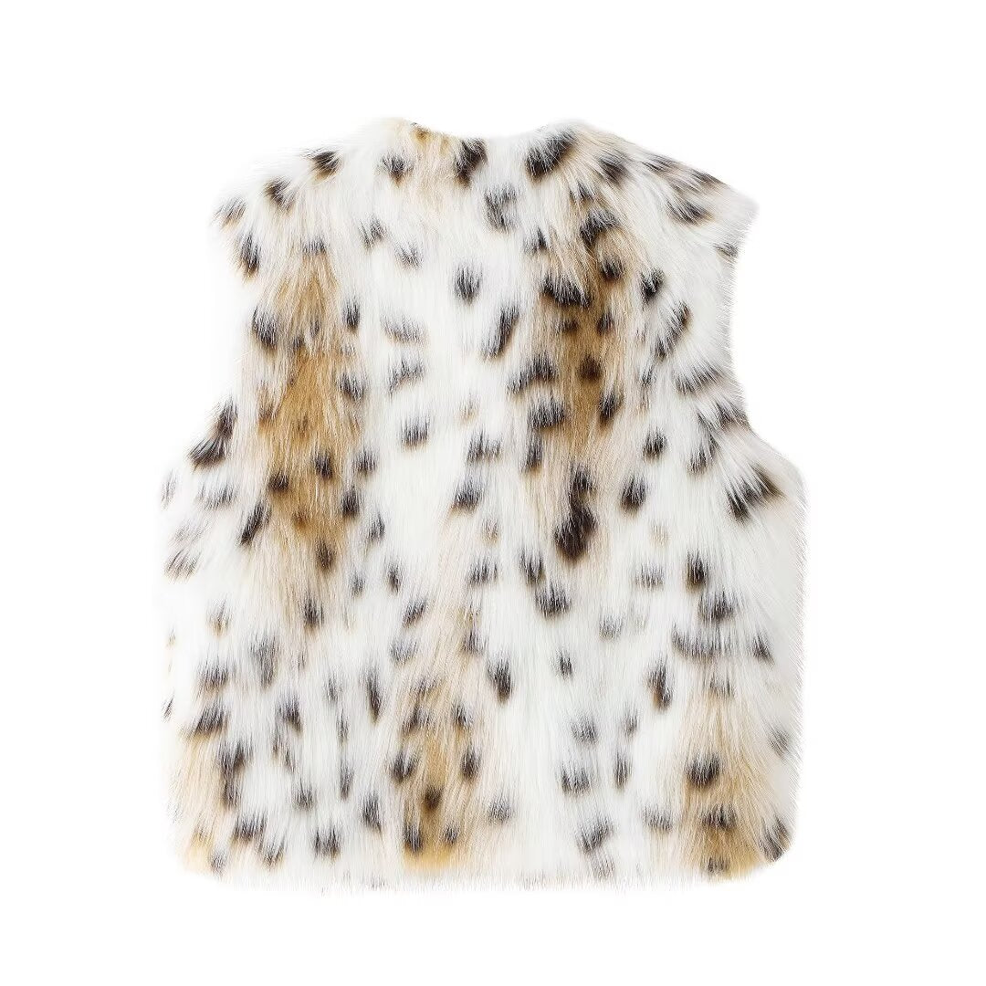 Faux Fur Animal Print Vest