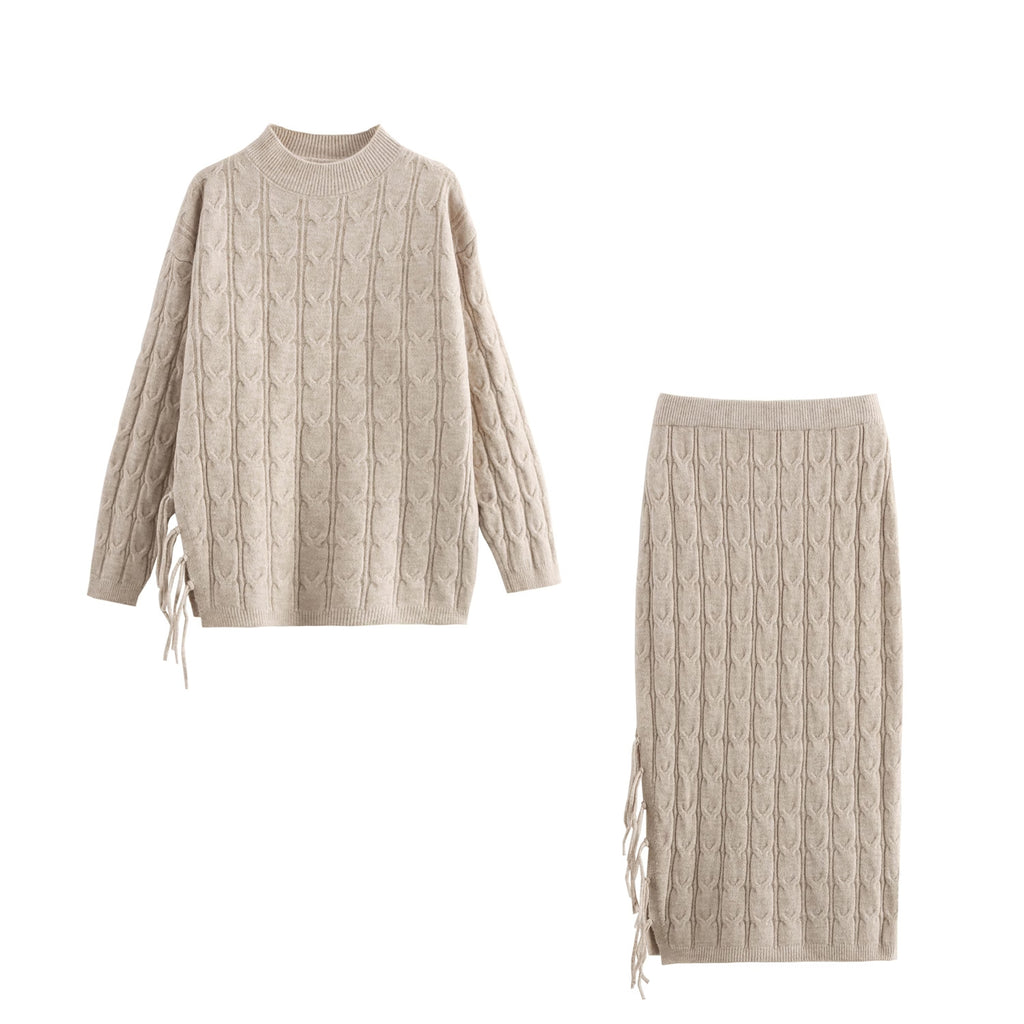 Tassel Knitted Sweater Skirt Set