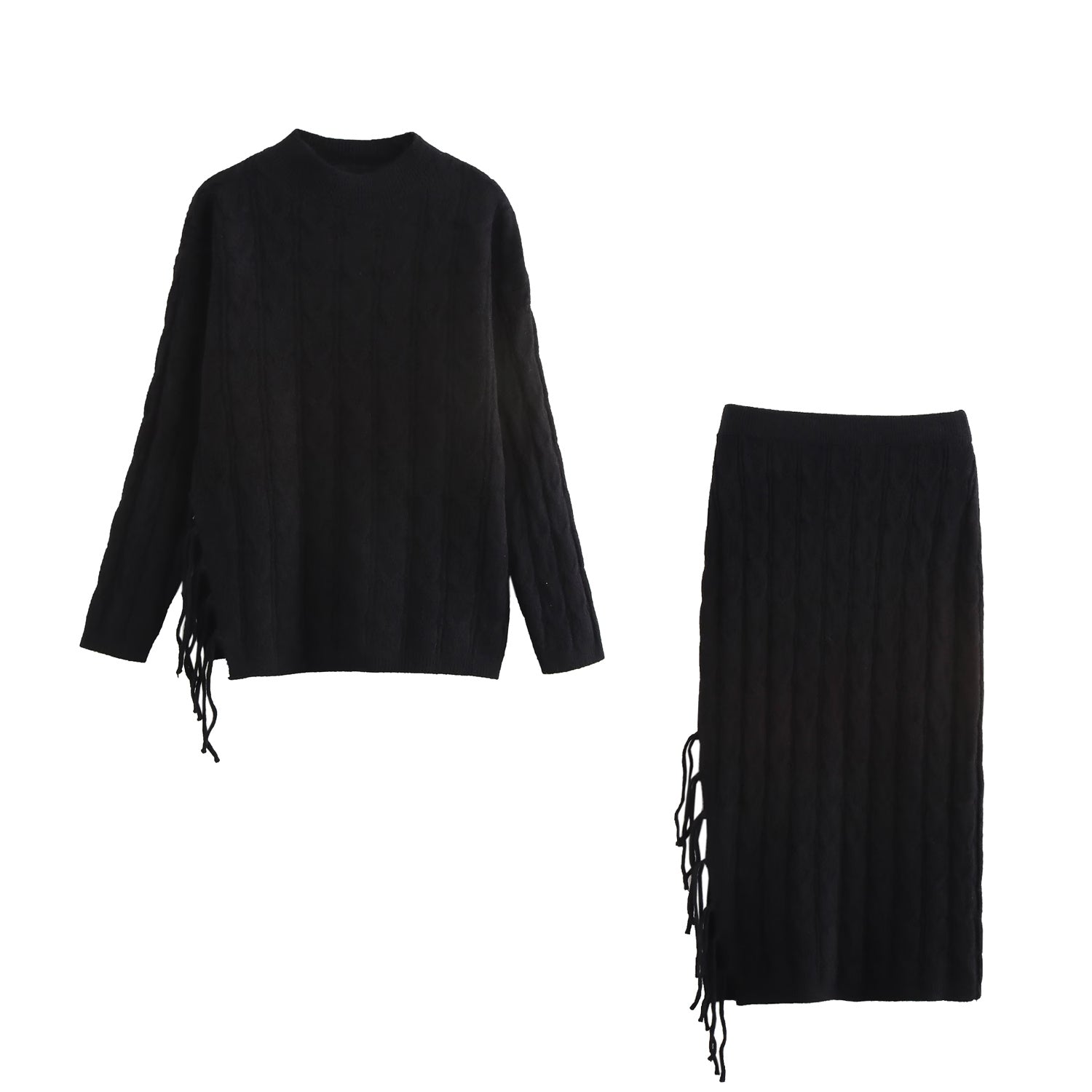 Tassel Knitted Sweater Skirt Set