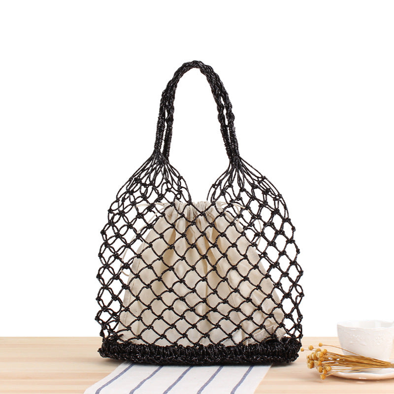 Metallic Yarn Hand Crocheting Woven Bag