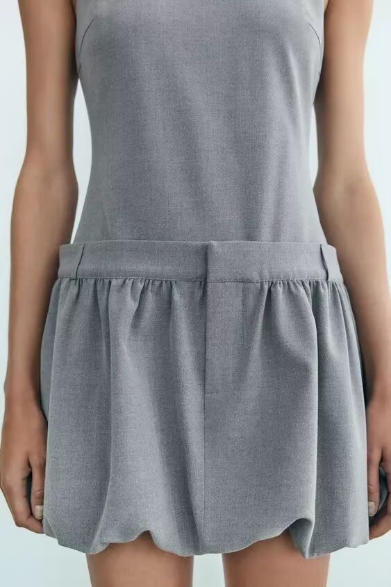 Wide Swing round Neck Sleeveless Short Puffy Dress