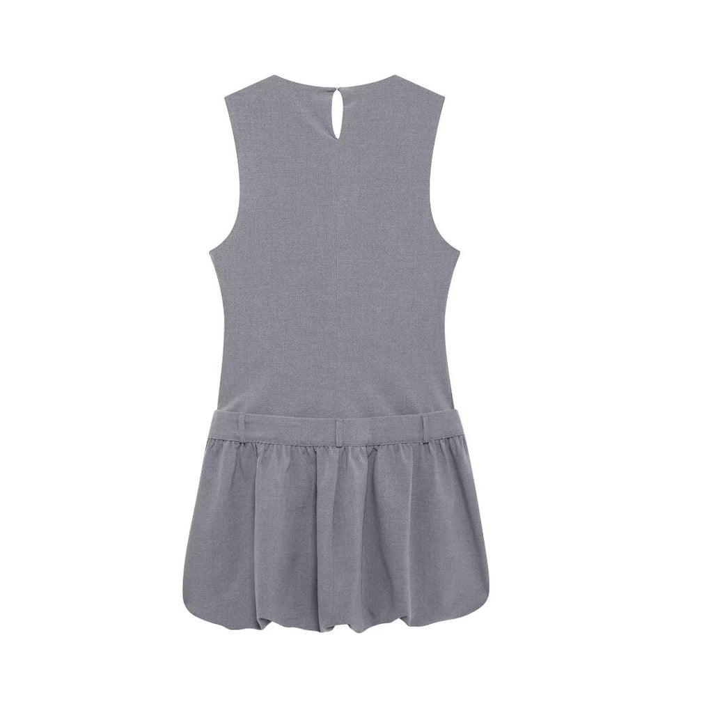Wide Swing round Neck Sleeveless Short Puffy Dress