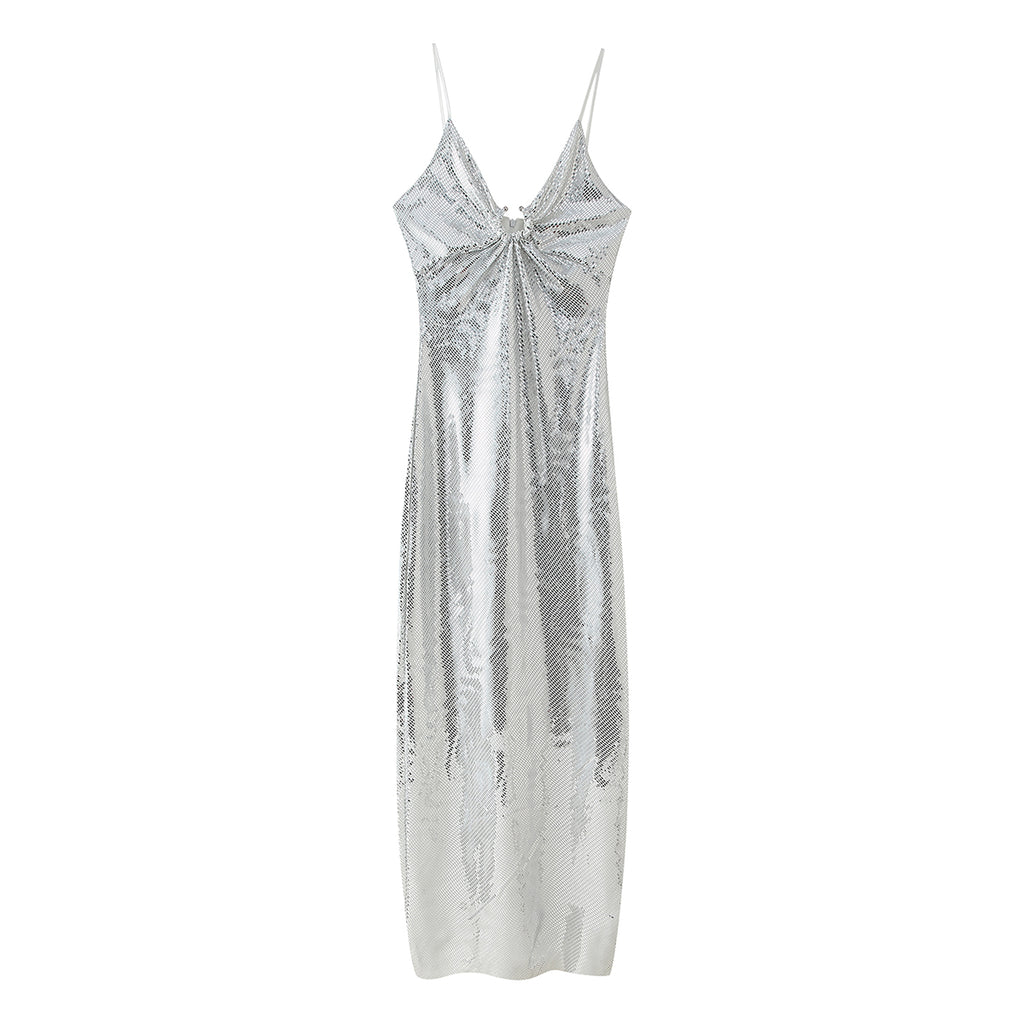 Sequined Spaghetti Strap Dress