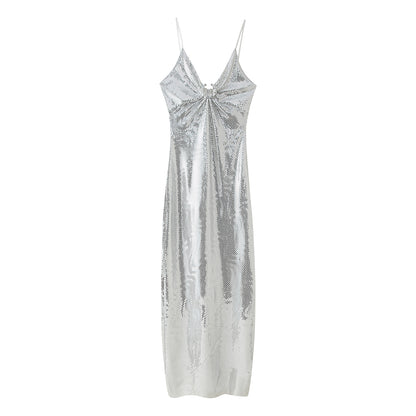 Sequined Spaghetti Strap Dress