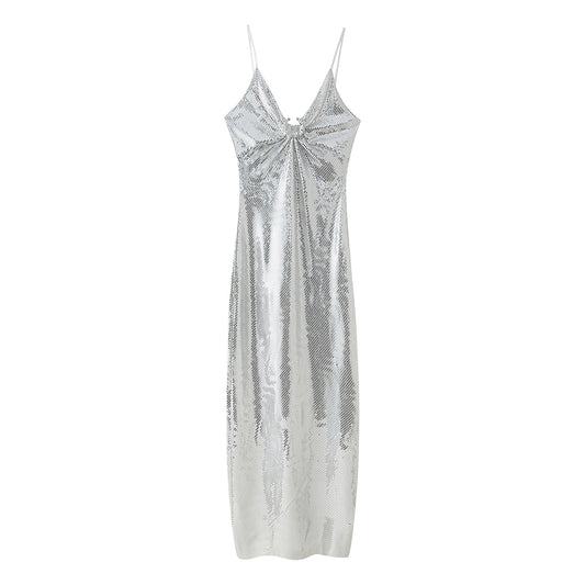 Sequined Spaghetti Strap Dress