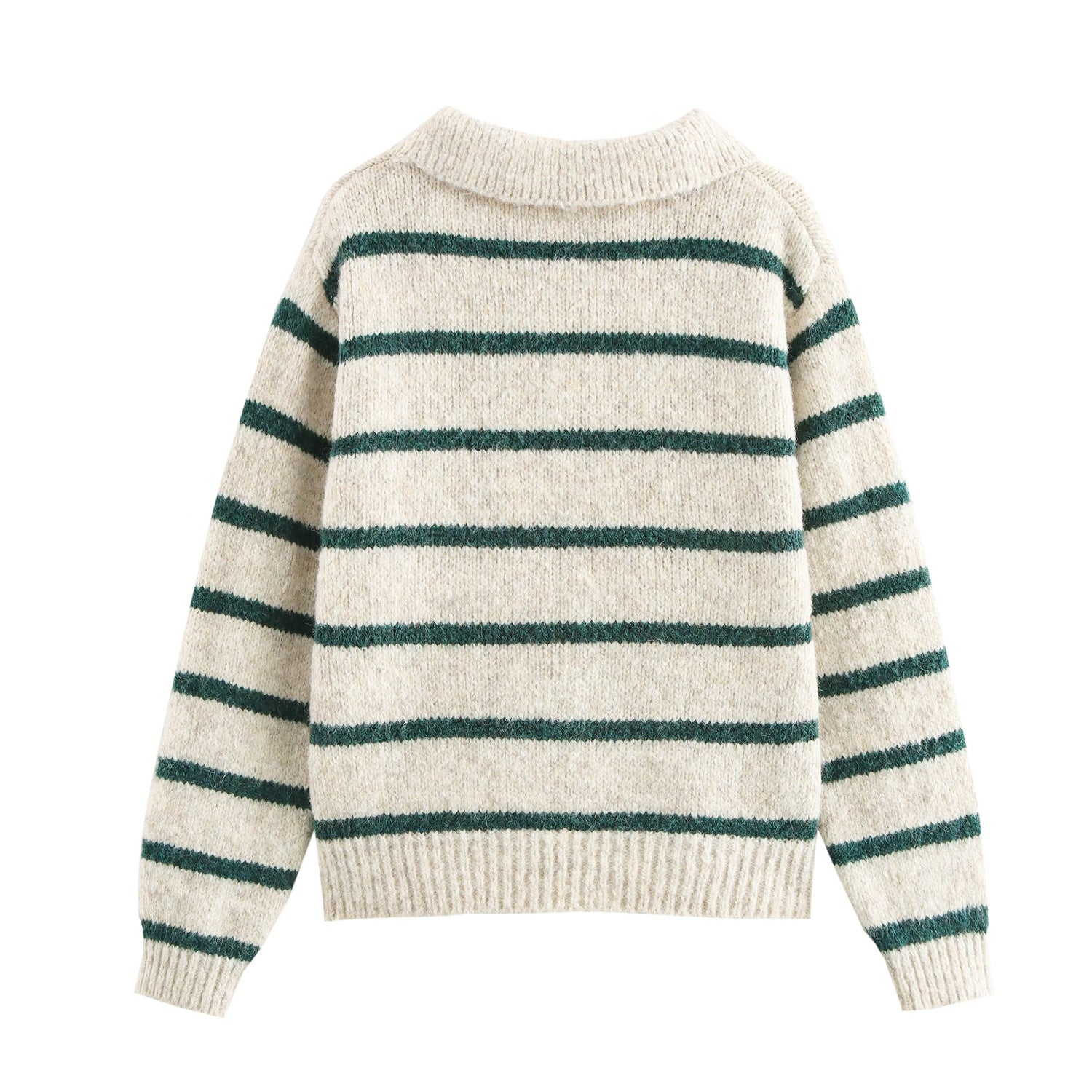 All Match Polo Striped Pullover Knitted Sweater