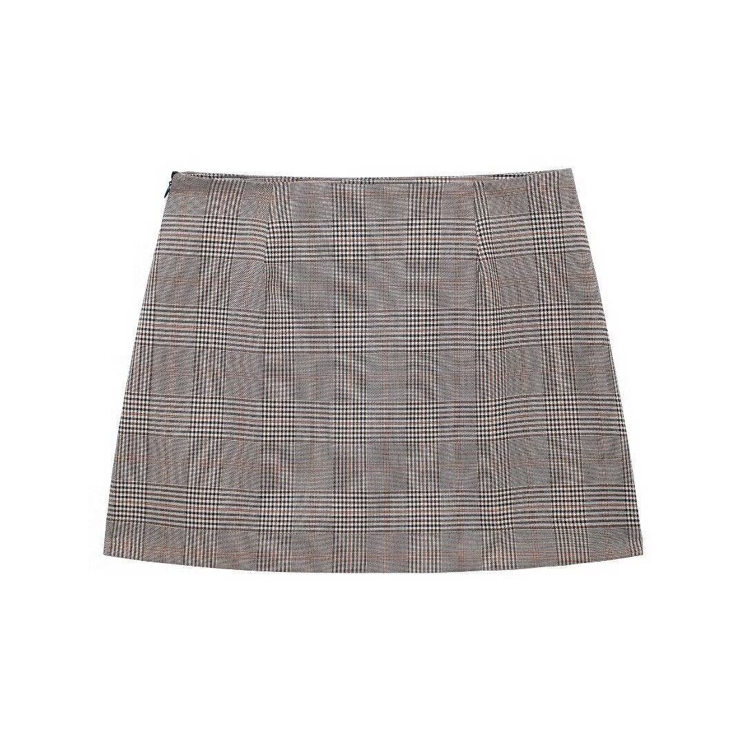 Collared Plaid Blazer Short Skirt Sets