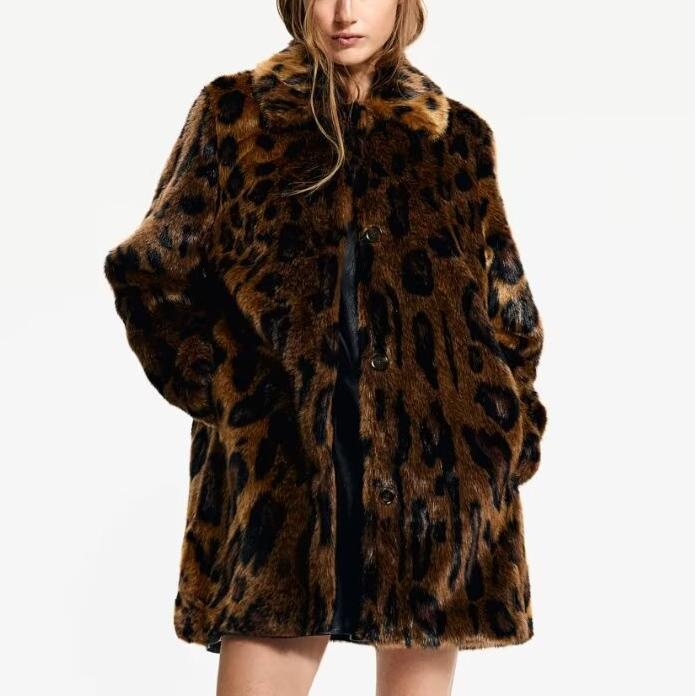 Fashionable Animal Print Plush Coat