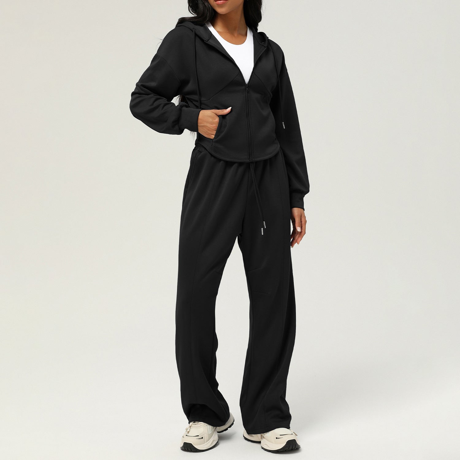 Sportswear Autumn Winter Two Piece Sets Casual Sweatpants Loose Hooded Coat Outdoor Running Workout Outfit