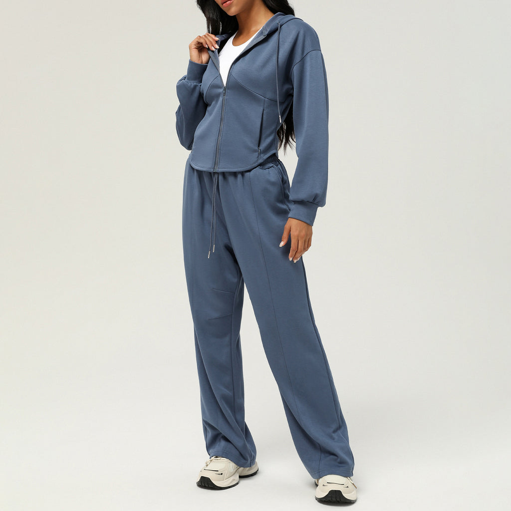 Sportswear Autumn Winter Two Piece Sets Casual Sweatpants Loose Hooded Coat Outdoor Running Workout Outfit