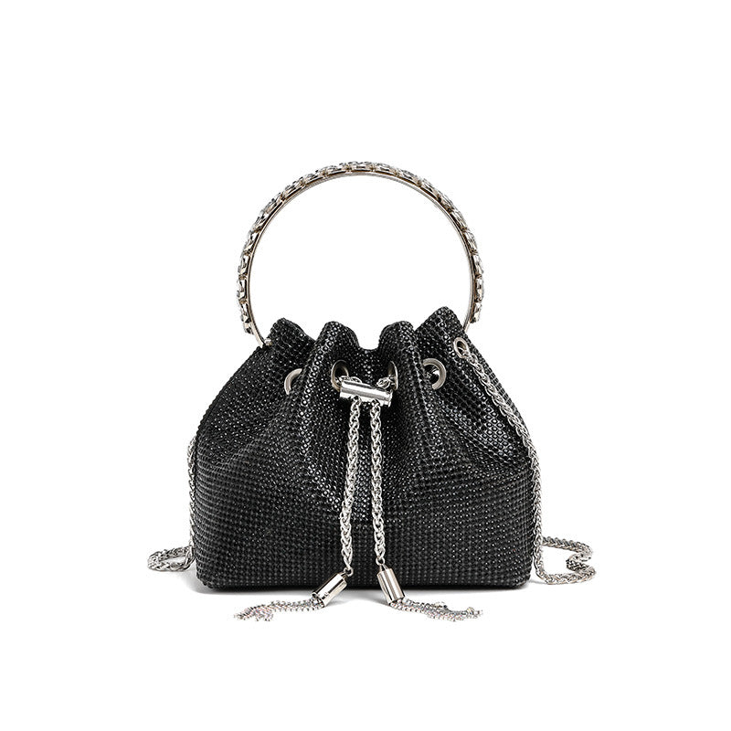 Silver Rhinestone Premium Dinner Bucket Bag