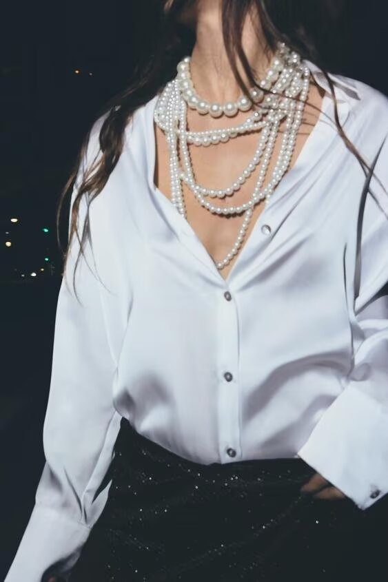 Solid Silk Satin Blouse