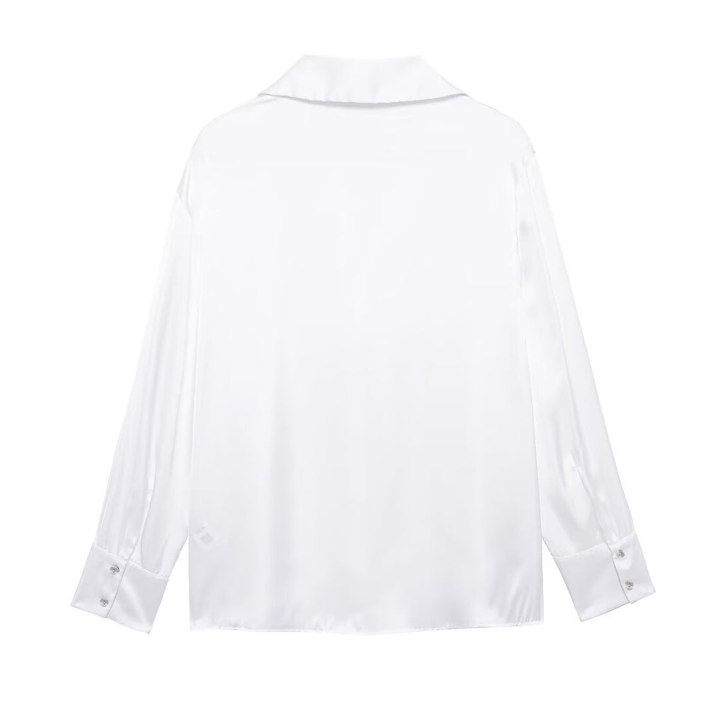 Solid Silk Satin Blouse