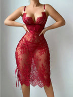 Red Lace Sheath Lingerie Dress