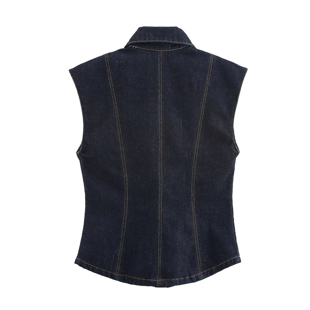 Casual Sleeveless Denim Vest