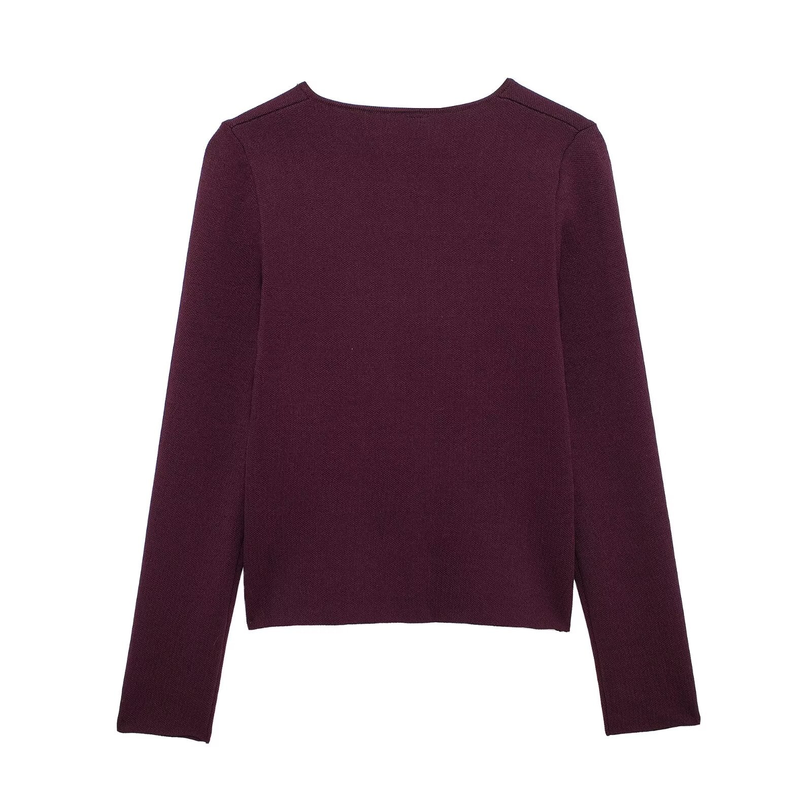 V neck Golden Button Short Knitted Top