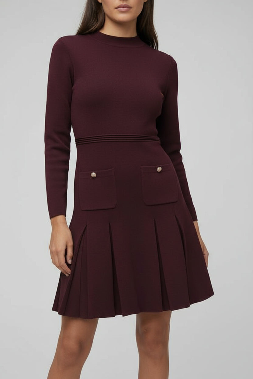 Long Sleeves Crew Neck Knitted Dress