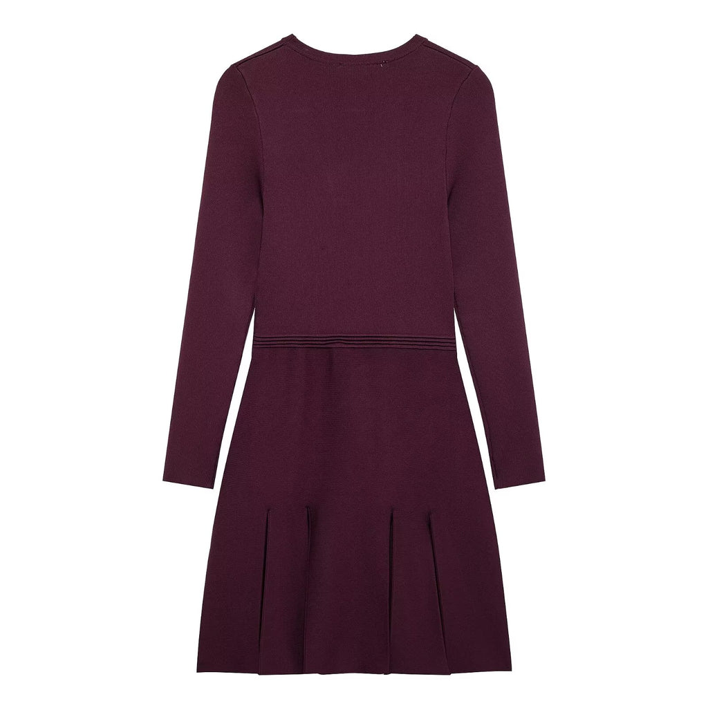 Long Sleeves Crew Neck Knitted Dress