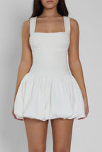 Square Neck Patchwork Puffy Dress