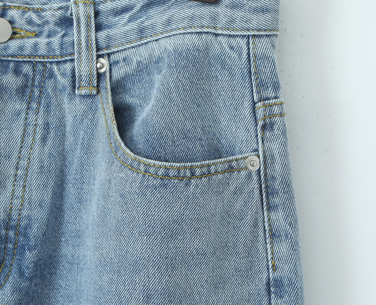 Idle Washed Straight Wide Leg Jeans