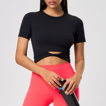 Nude Feel Skin Cropped Twisted T-Shirt