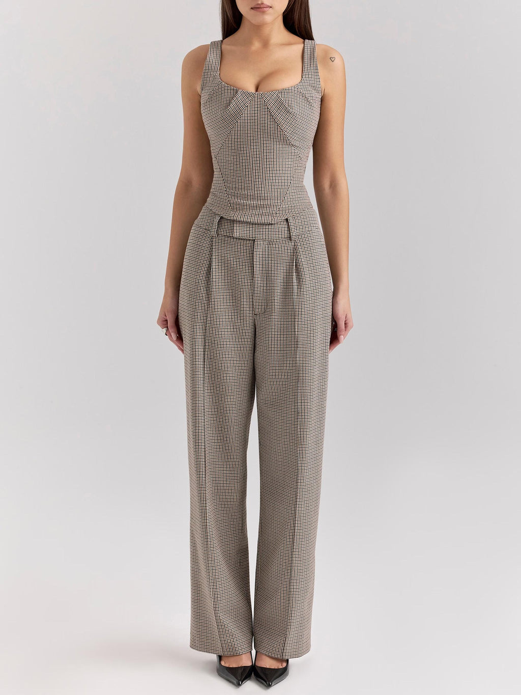 Houndstooth Girdle Style Vest