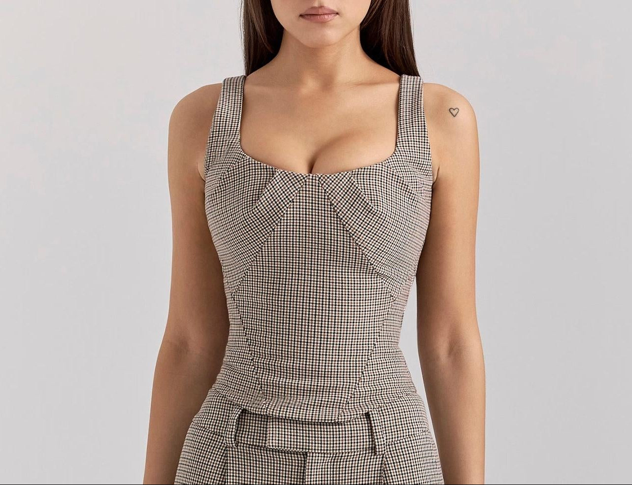 Houndstooth Girdle Style Vest
