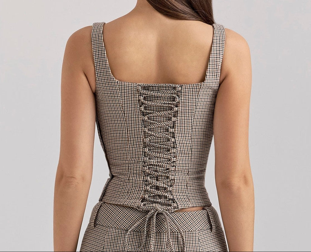 Houndstooth Girdle Style Vest