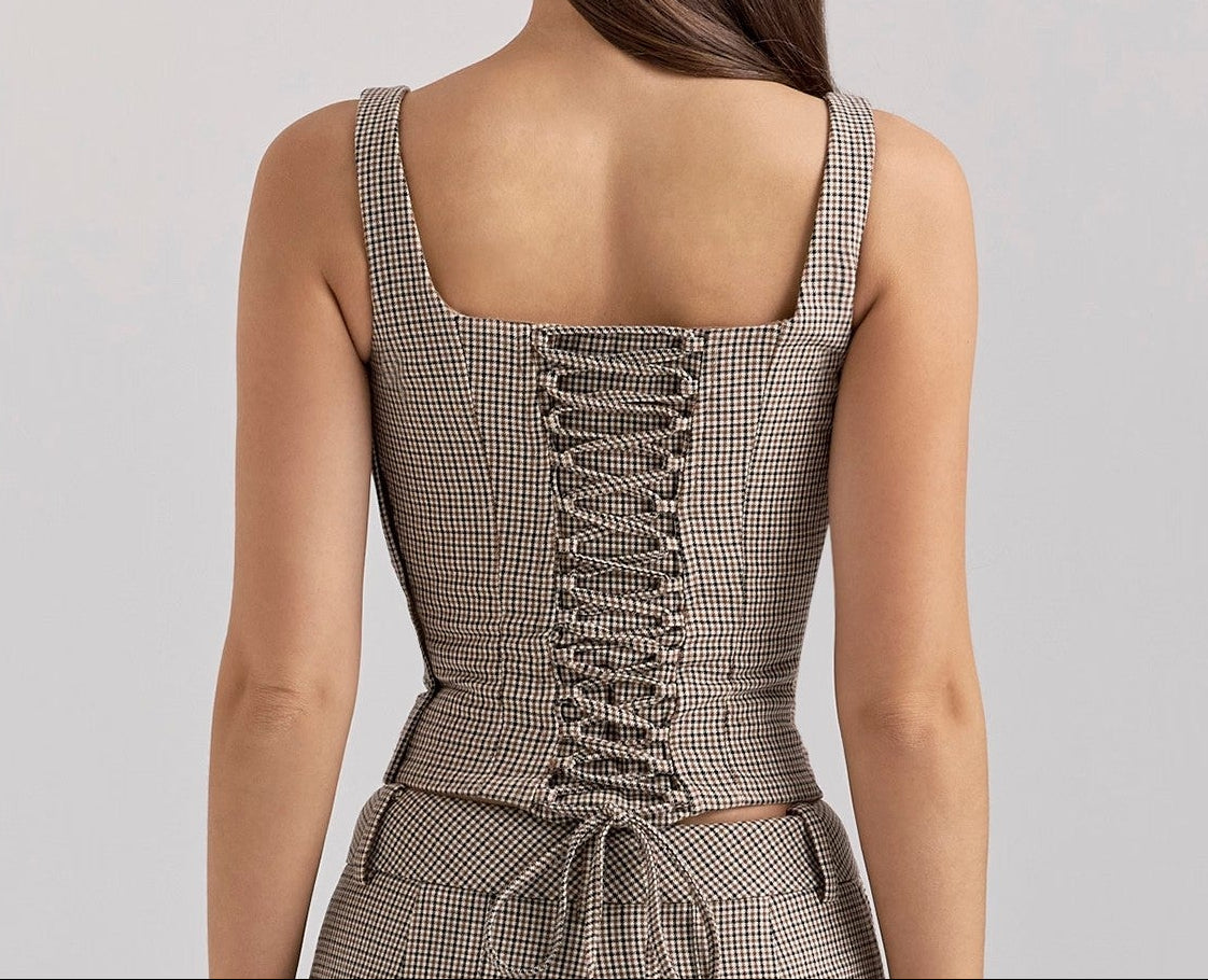 Houndstooth Girdle Style Vest