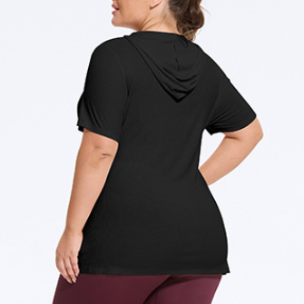 Curve Hooded Side Slit Fitness T shirt